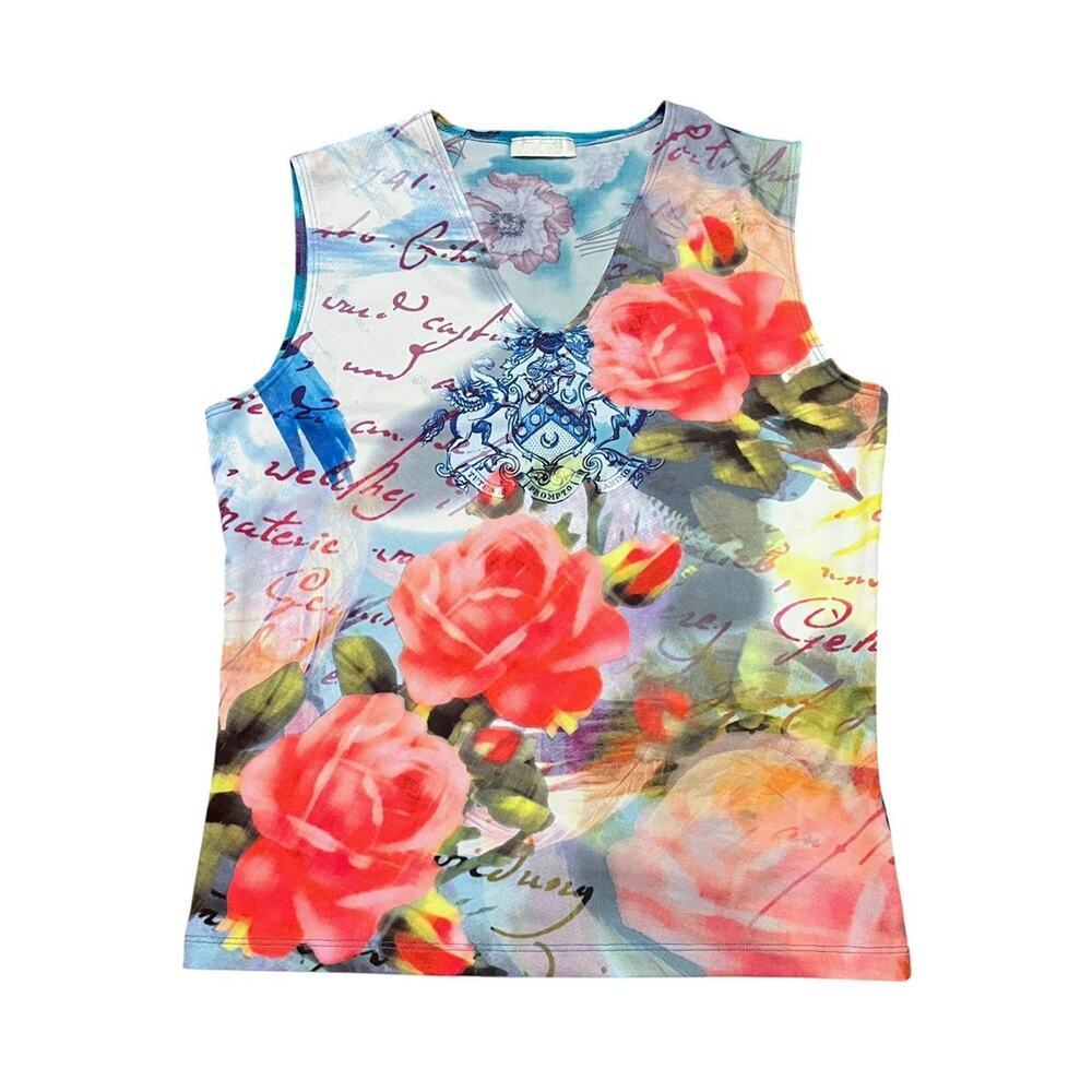 Y2k rose floral graphic tank